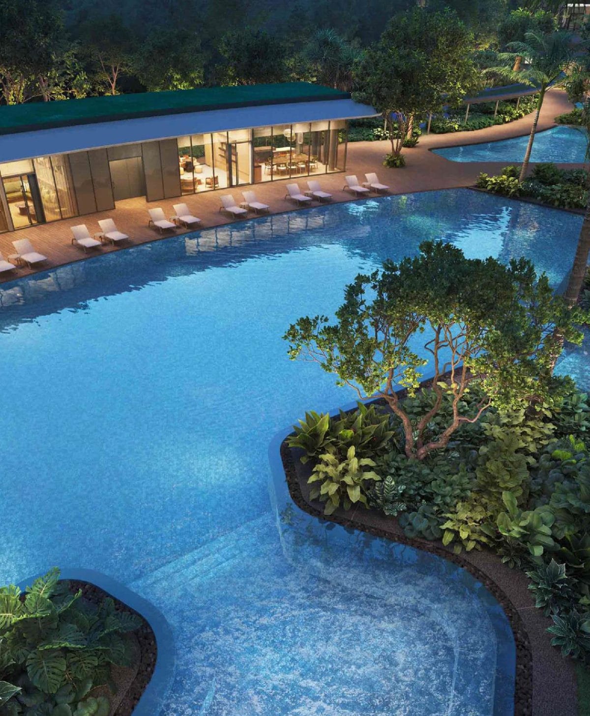 Grand Clubhouse, canopy lap pool and hammock cove, Thomson Reserve