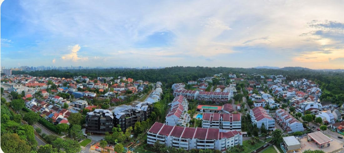 View over the Upper Thomson landed estate towards the city, photographed at about the height of levels 15 to 18